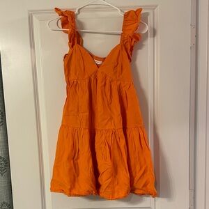 Orange Ruffle Strap Dress